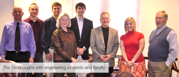 Carol and Jim Tevepaugh with UT students and faculty