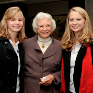 Retired Supreme Court Justice Sandra Day O'Connor poses with Baker Scholars in 2008.