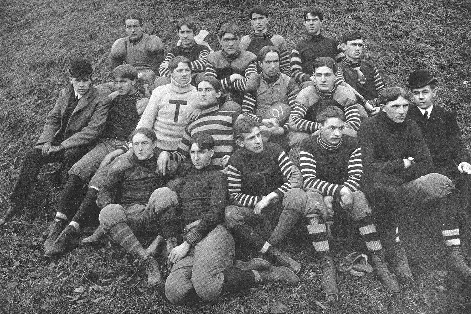 The 1901 football team shown in the 1902 yearbook