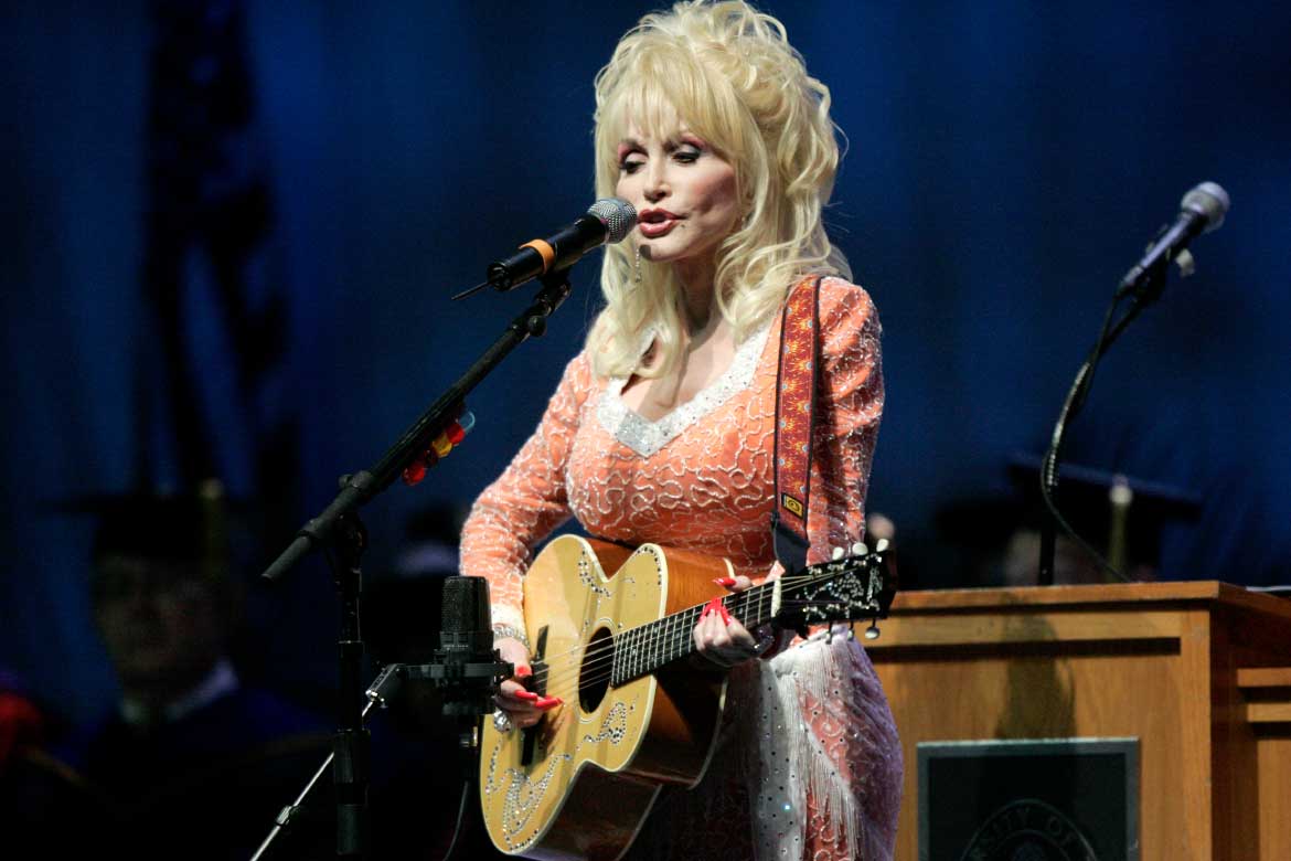 Dolly Parton performing.