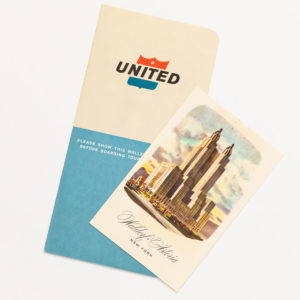 Airline ticket and hotel brochure