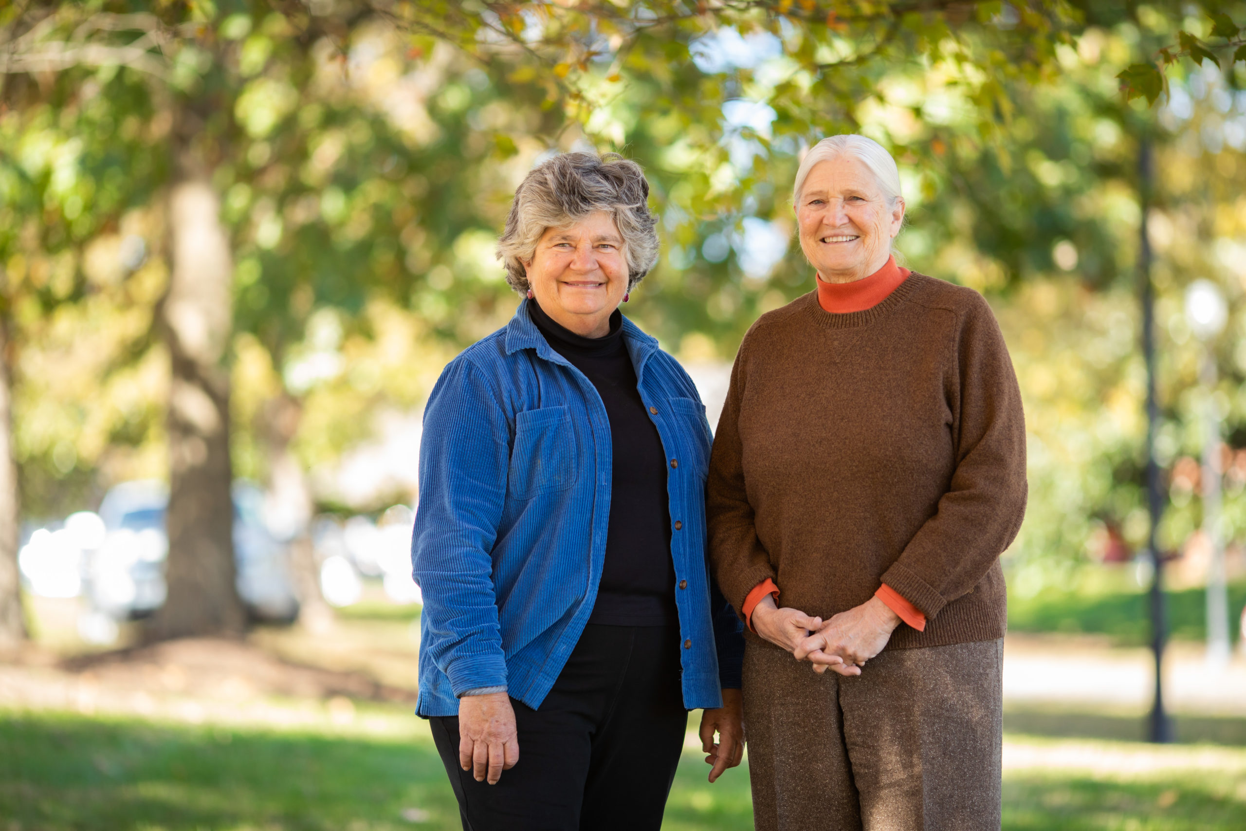 Peggy Smith and Sue Conley, founders for Cowgirl Creamery, pose for a portrait while on campus