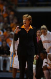 Pat Summitt on the sidelines as the Lady Vols play UConn in basketball