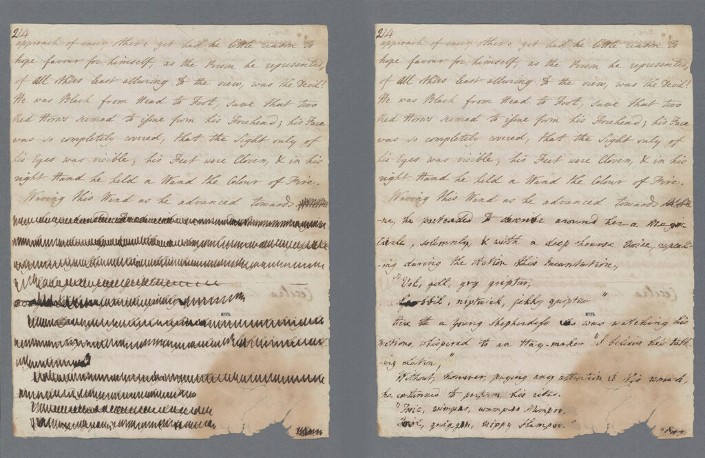 Photograph of pages from the manuscript of Frances Burney’s 1782 novel Cecilia