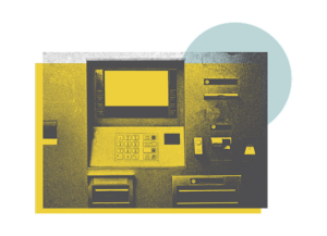 Funky graphic showing an old ATM