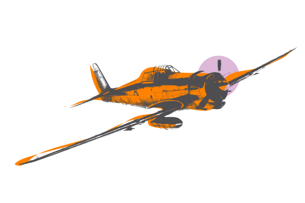 orangealia-plane Funky graphic of an old prop plane
